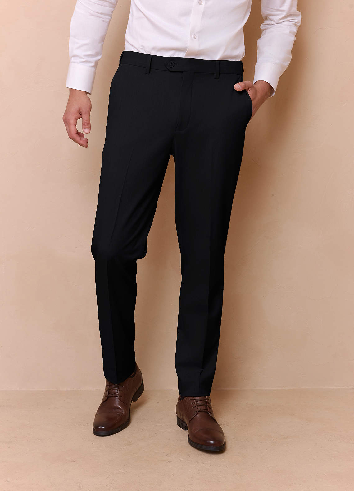 front Savile Czarny Spodnie wizytowe z mieszanki wełny