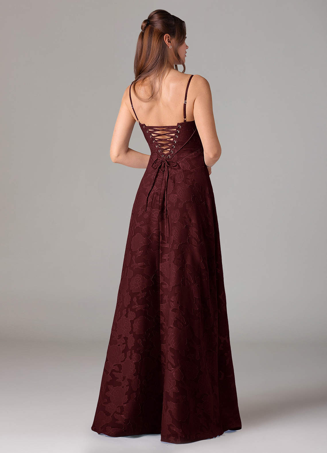 Azazie Valentine At-home Try On Dresses Agave A-Line Sweetheart Neckline Floral Burnout Dress image4