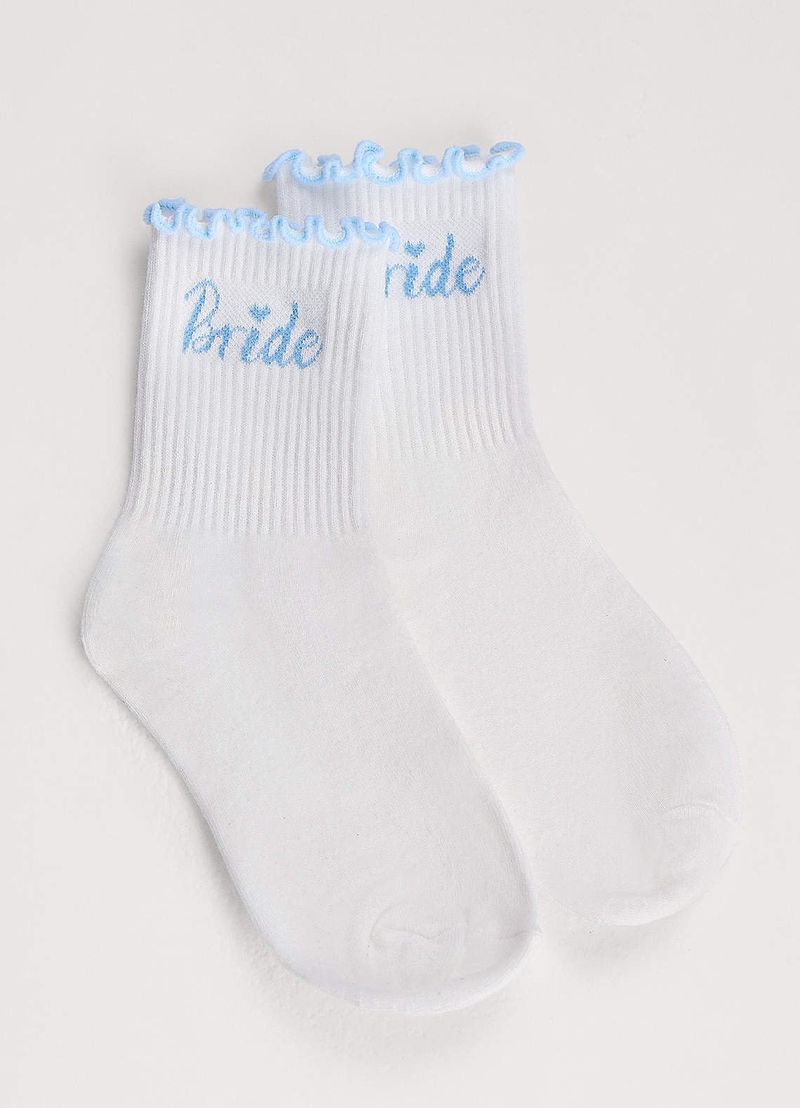 front Ruffle Cuff Bridal Getting‑Ready Socks for Wedding Day