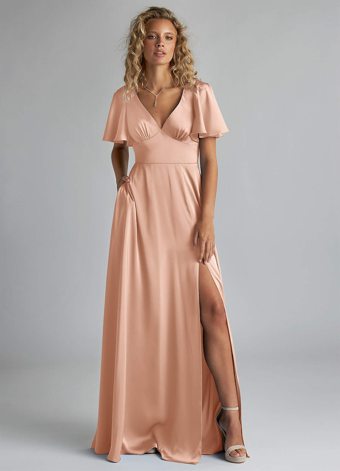 Azazie Kimber Rose Gold Stretch Satin Bridesmaid Dresses | Azazie Azazie Kimber Rose Gold Stretch Satin Bridesmaid Dresses | Azazie
