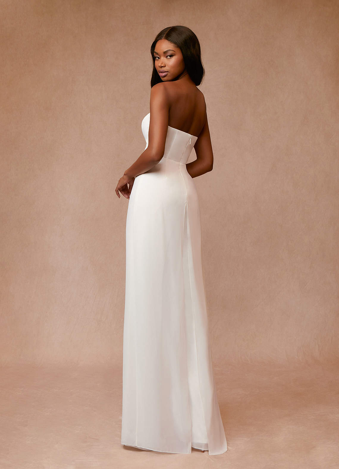 Azazie Tamara Wedding Dresses Diamond White Pant Styles Strapless Chiffon Dress image4