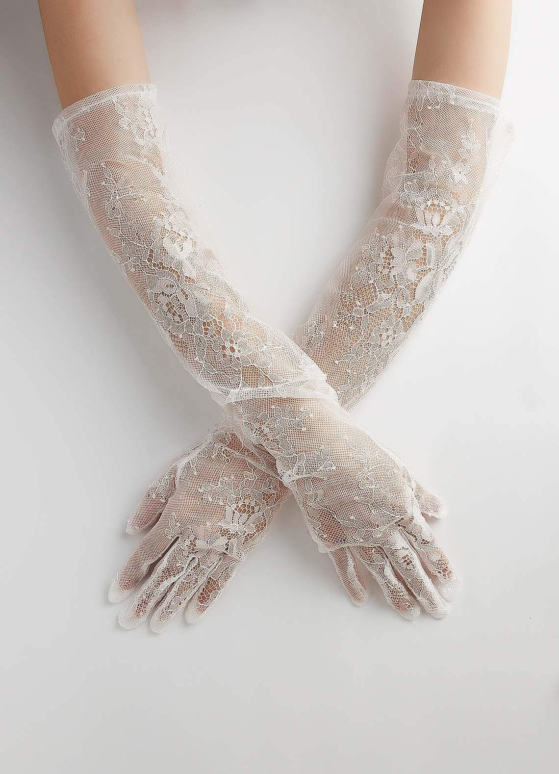 front Guantes de ópera de encaje de Chantilly