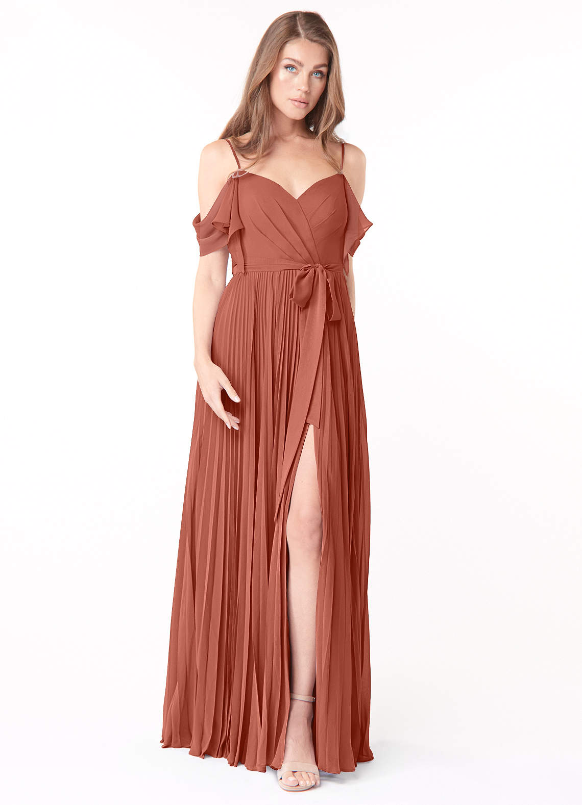 Azazie Lyney Bridesmaid Dresses Clay A-Line Off the Shoulder Chiffon Dress image1