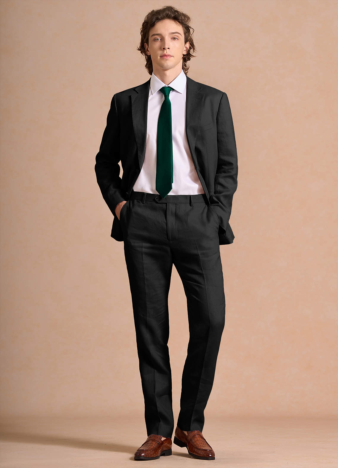 Harrison Black 100% Linen Suit | Suit Sets |Azazie