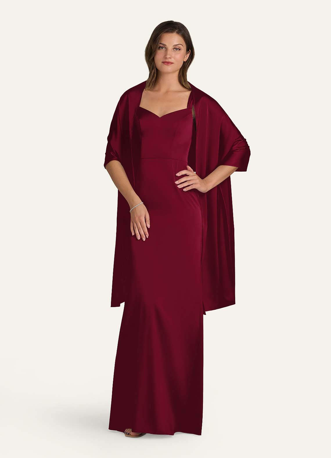 front Azazie Matching Color Stretch Satin Shawl