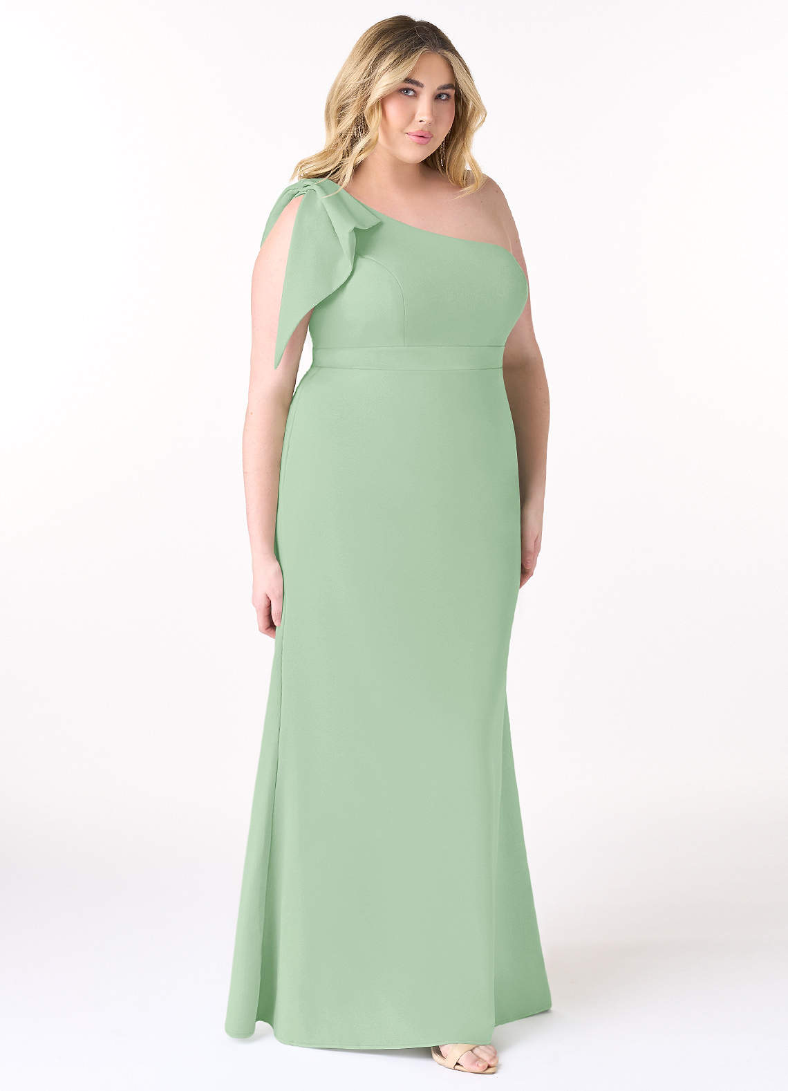 plus size dusty sage bridesmaid dresses Azazie Rinna