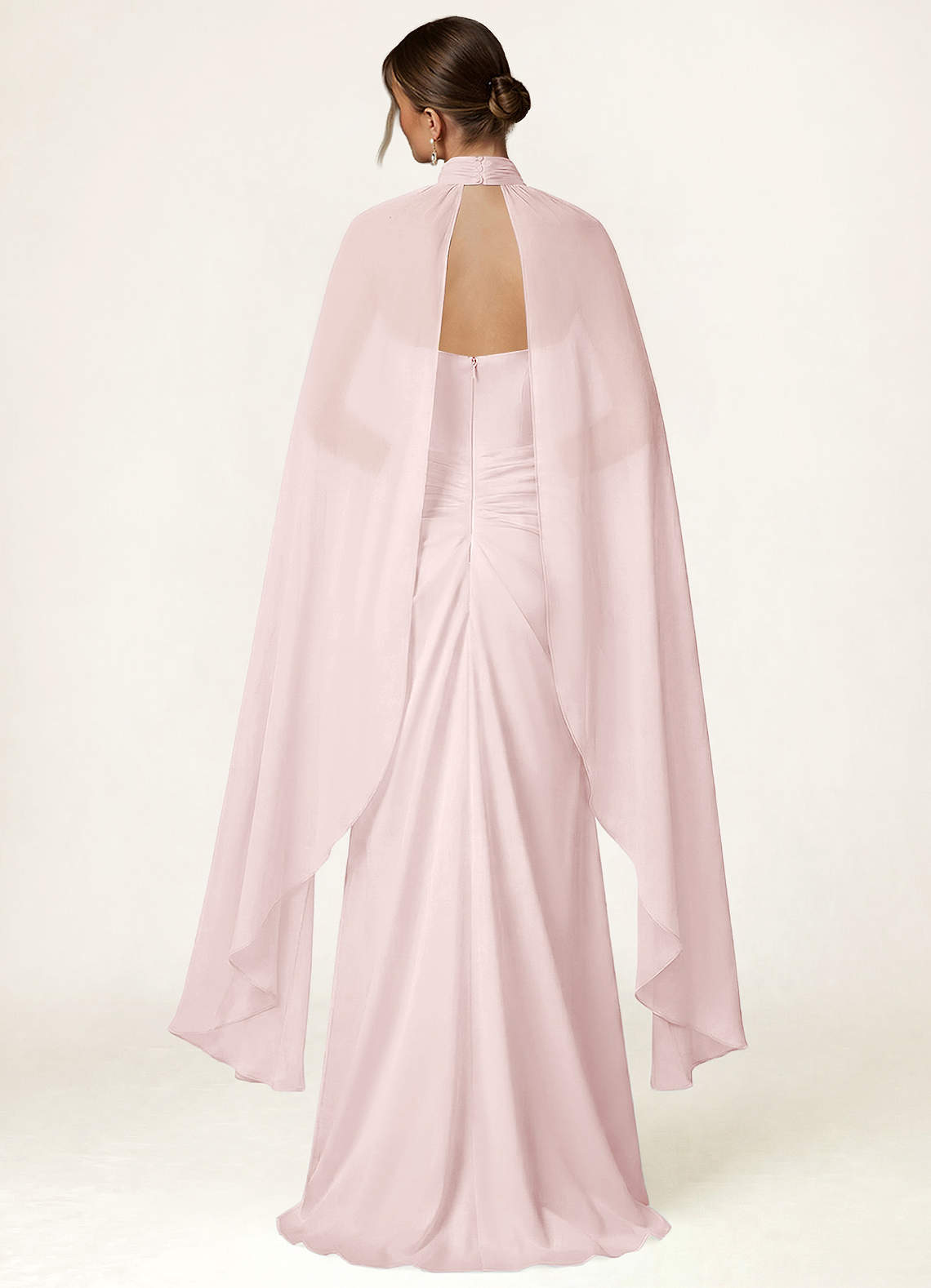 front Azazie Halter Chiffon Flowy Cape