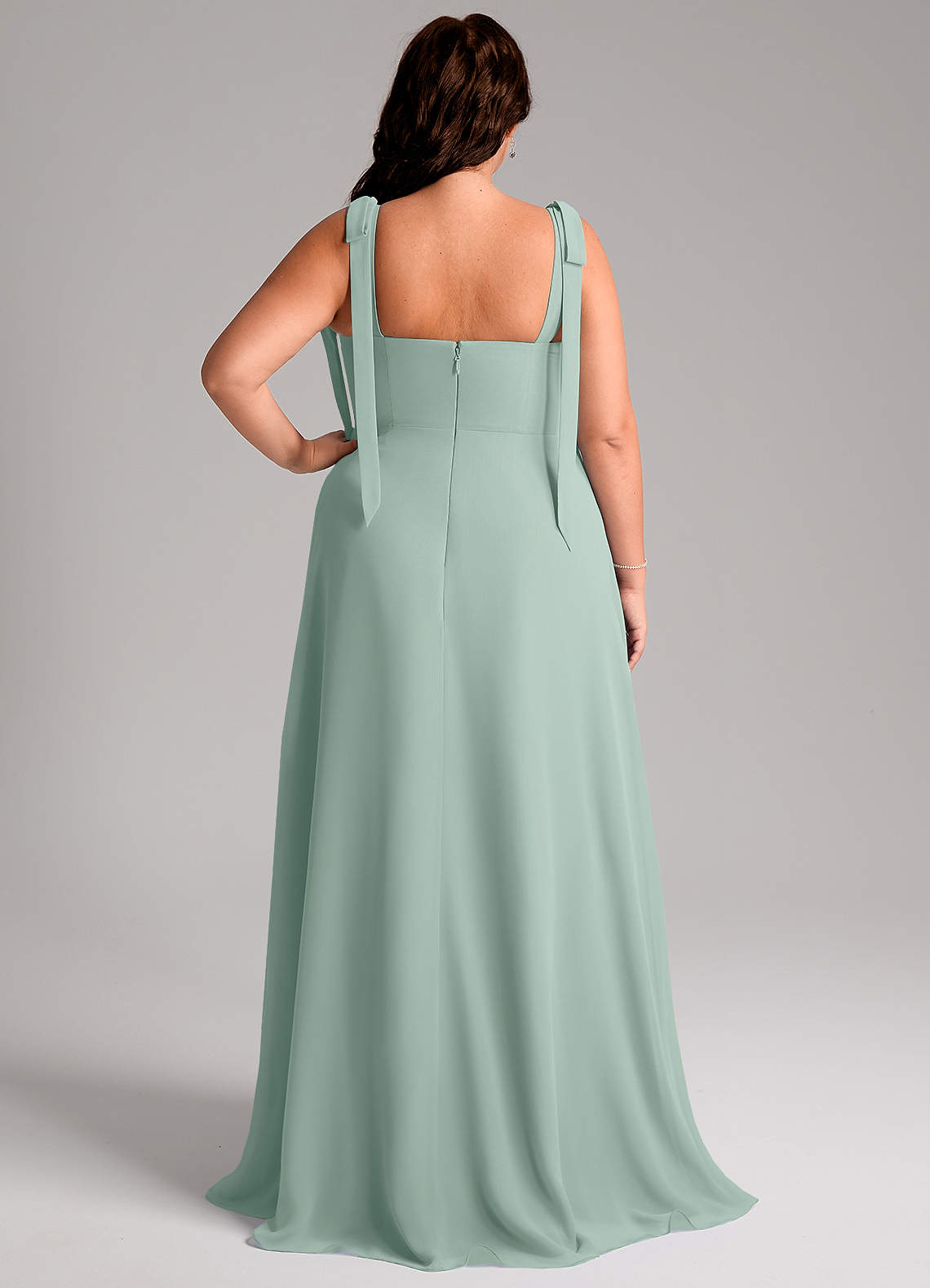 Azazie Debra At-home Try On Dresses Agave A-Line with Pockets Chiffon Convertible Dress image11