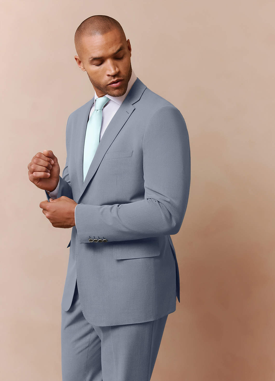 front Savile Light Blue Wool Blend Suit Jacket