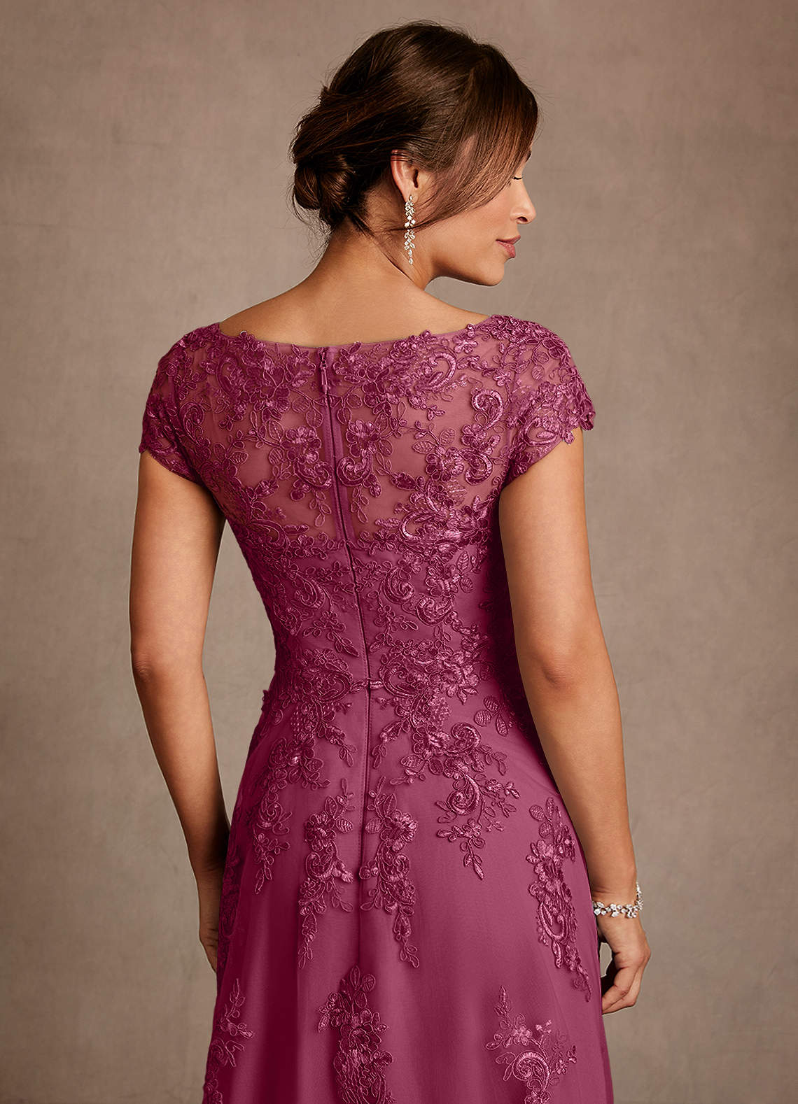 Azazie Jolanda Mother of the Bride Dresses Mulberry A-Line Lace Dress image5
