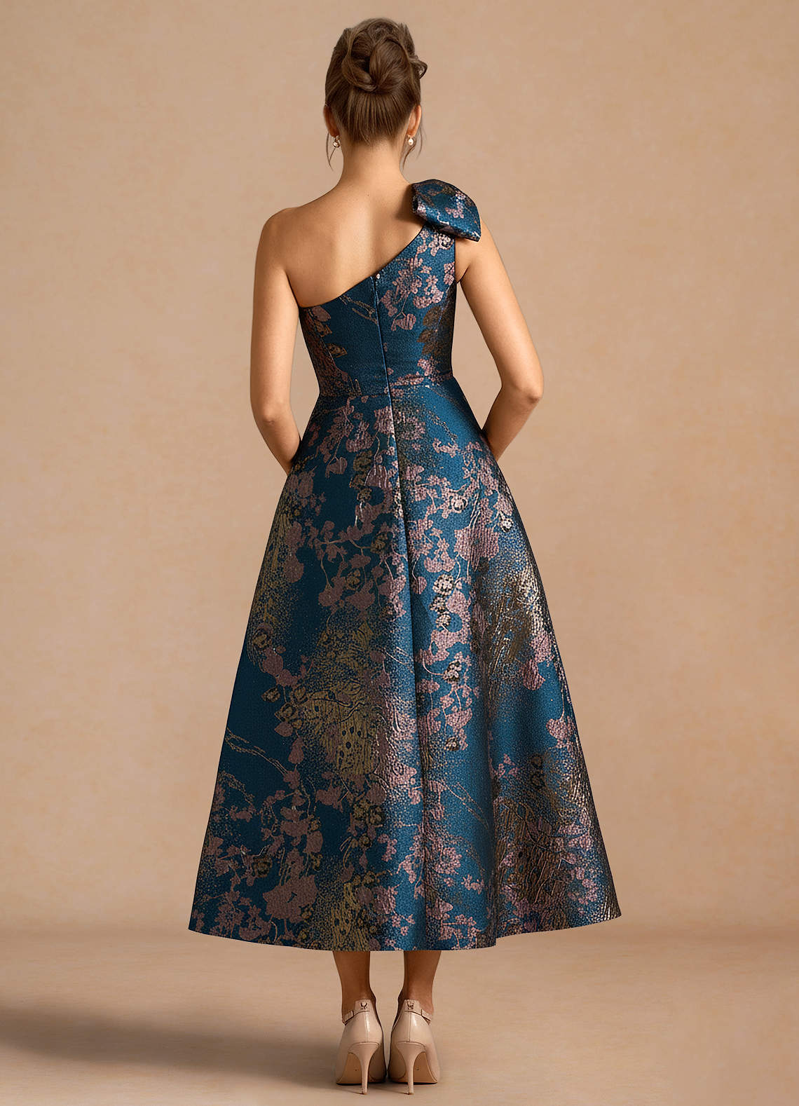 Jonelle Blågrøn Blomster Midikjole image1