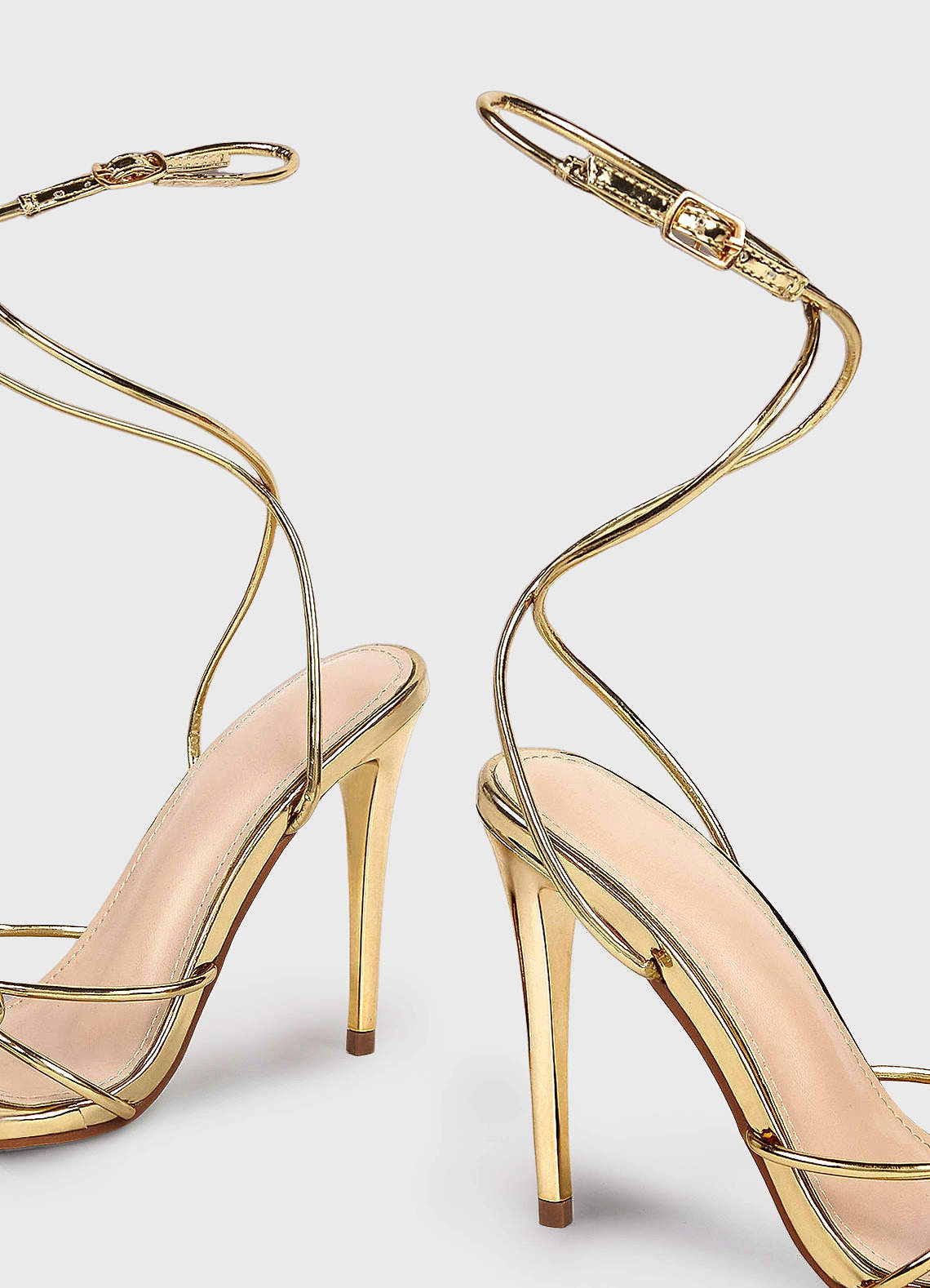 front Golden Bow Stiletto Heels