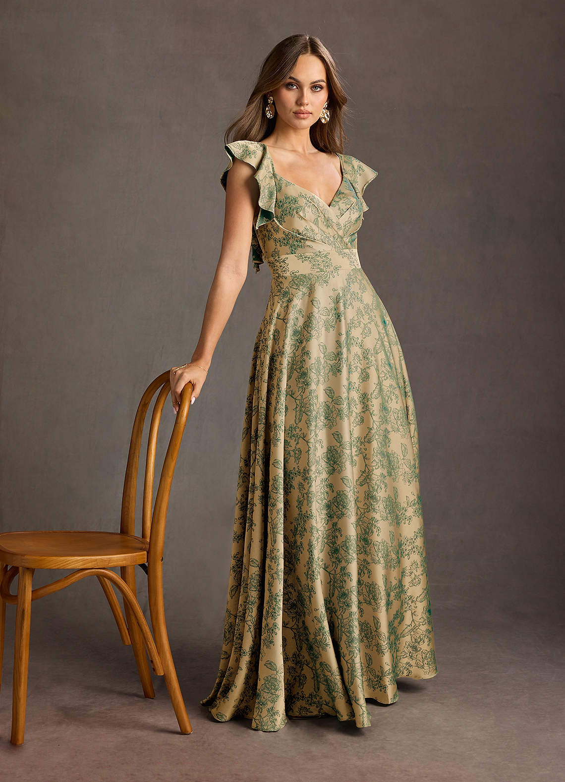 Leilani Green Brown Maxi Dress
