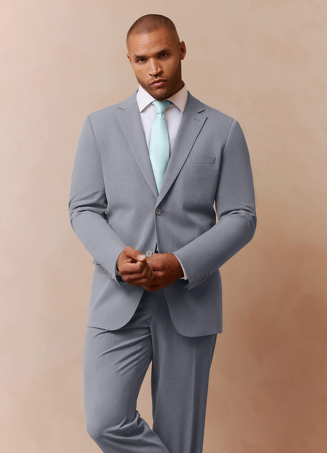 front Savile Grey Wool Blend Suit Jacket