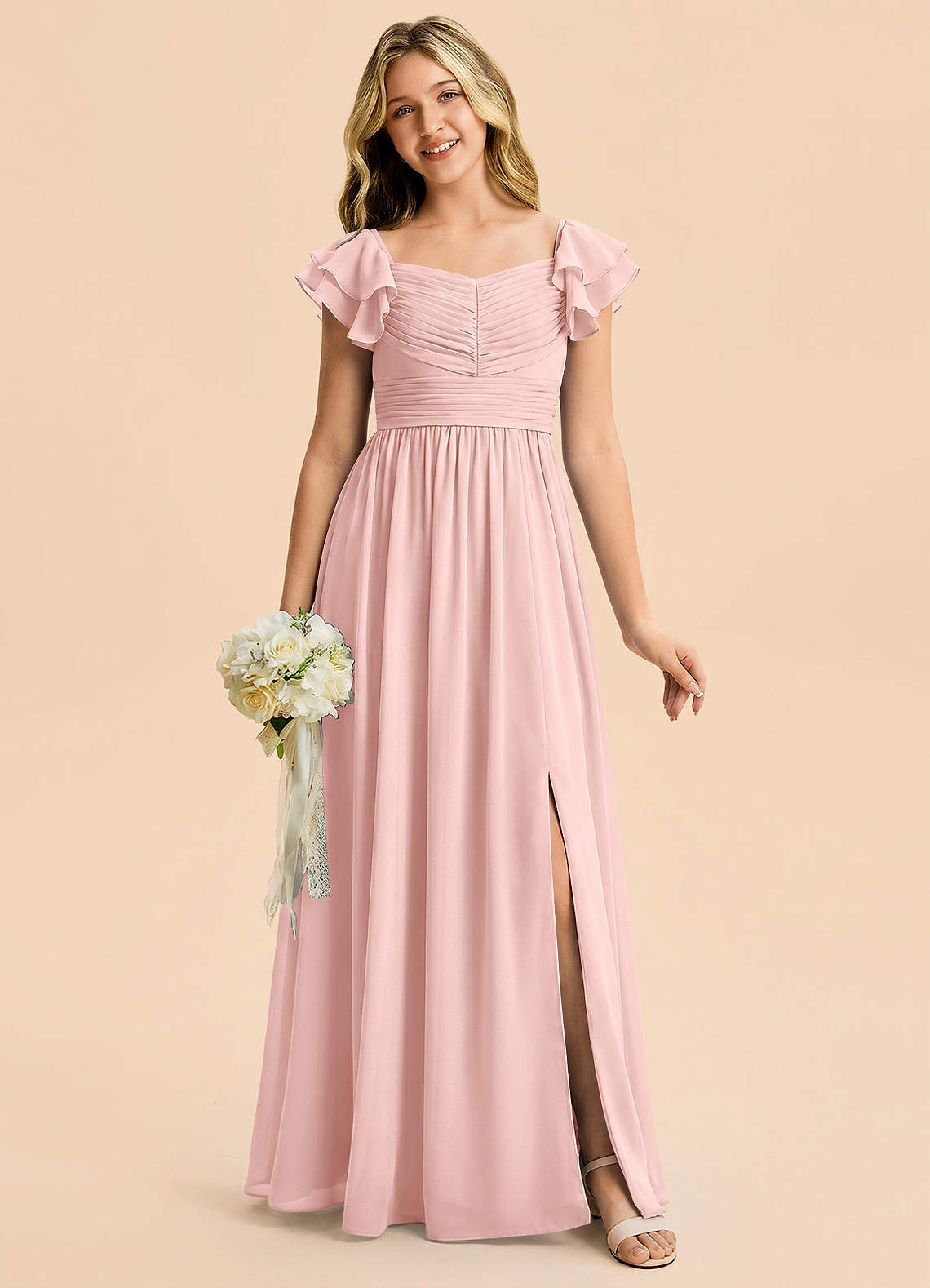 anaya pink dress Anaya Mara 3D draped glass organza dress with side opening