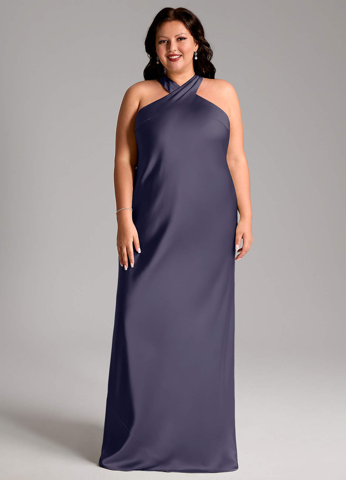 Azazie Doretta Bridesmaid Dresses Stormy Mermaid Pleated Stretch Satin Dress image7