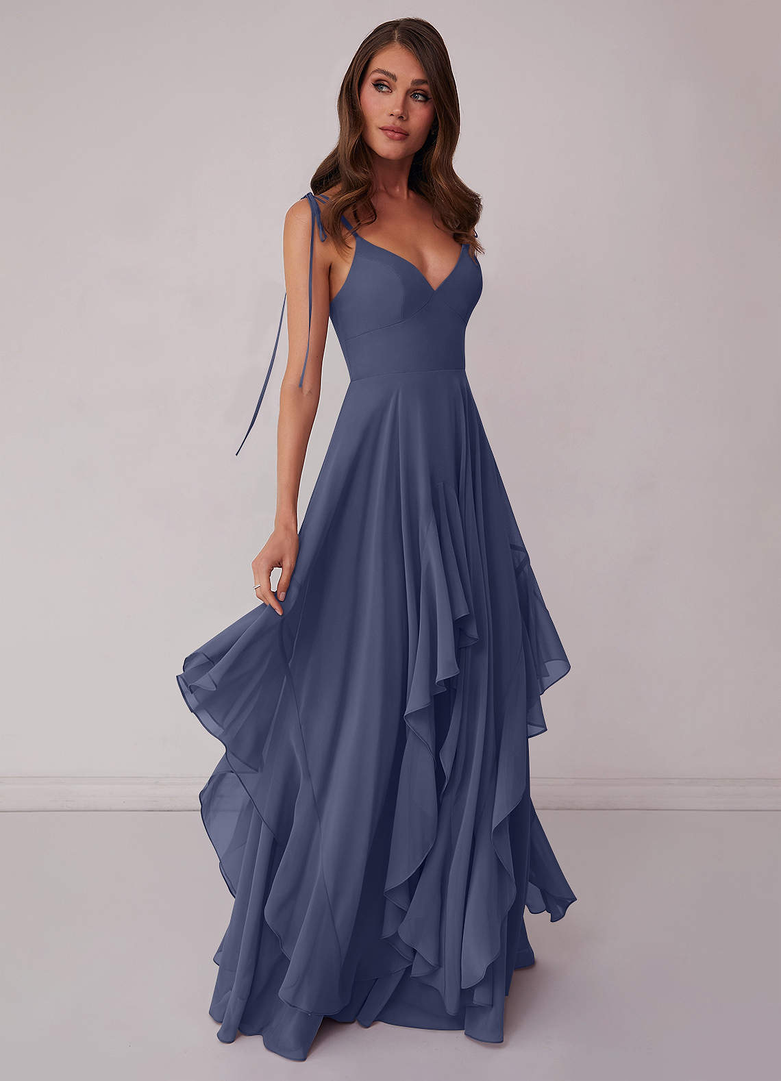 Barbie ♥ Azazie Bridesmaid Dresses V-neck Chiffon Tiered A-line Dress image1