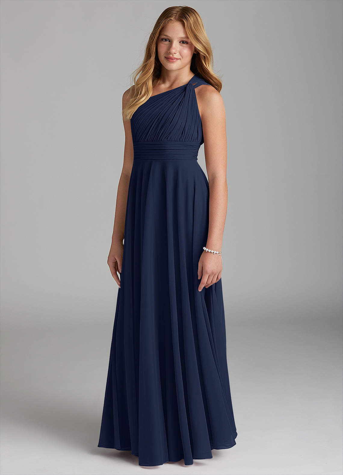 Azazie Charlize Junior Bridesmaid Dress in Dark Navy Azazie