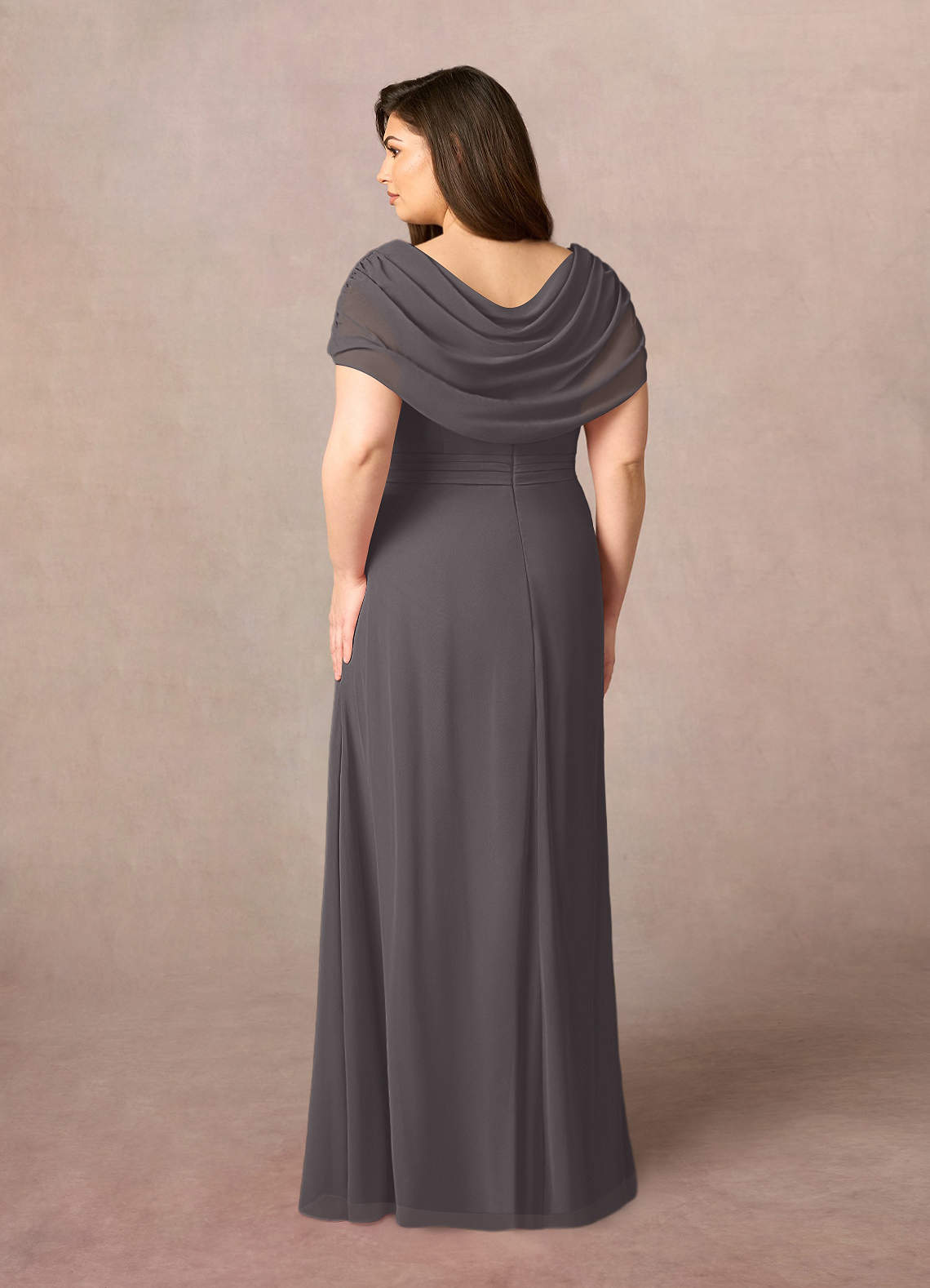 Azazie Mary Mother of the Bride Dresses Steel Grey A-Line Side Slit Chiffon Dress image7