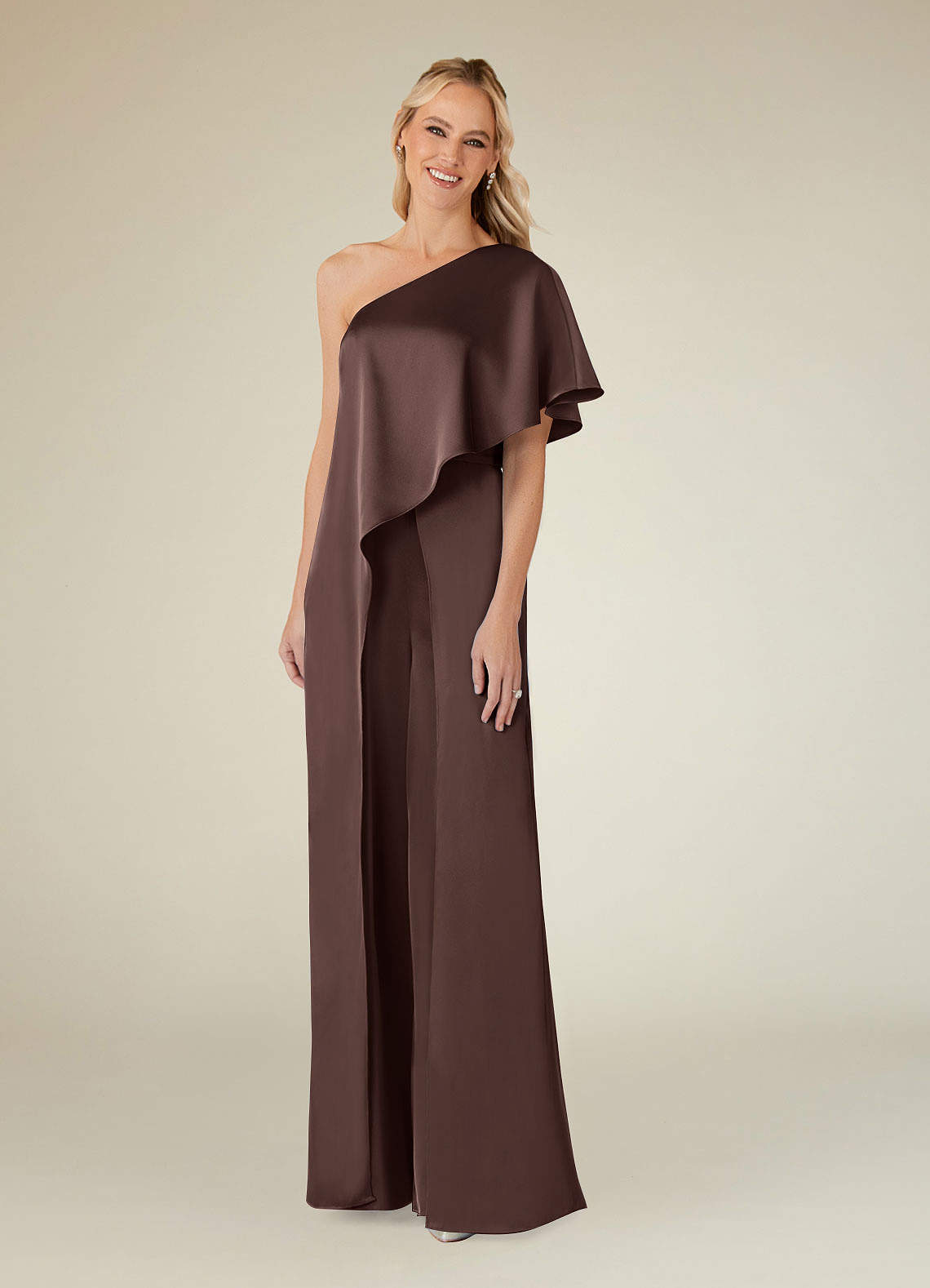 Azazie Hagretta vestidos de madre de la novia Vestido de Ganache de Satén Elástico de Mono/Traje de pantalón image5