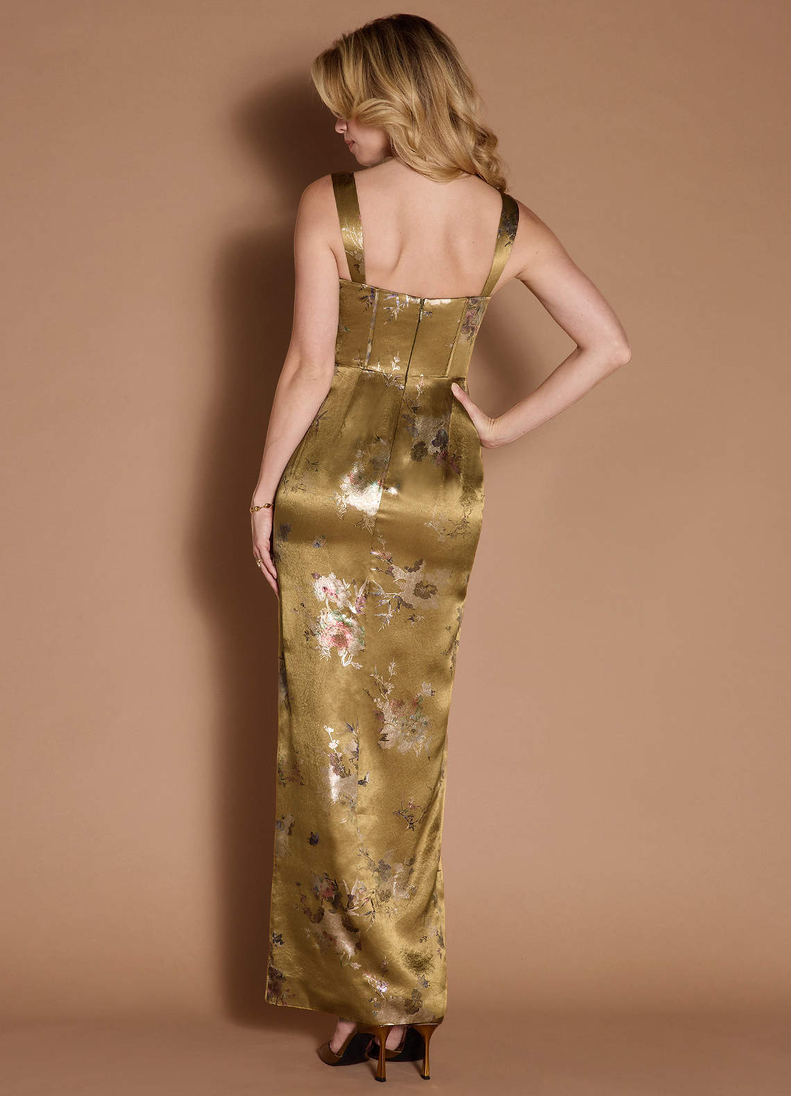 Sophia Antique Gold Maxi Dress Azazie DE