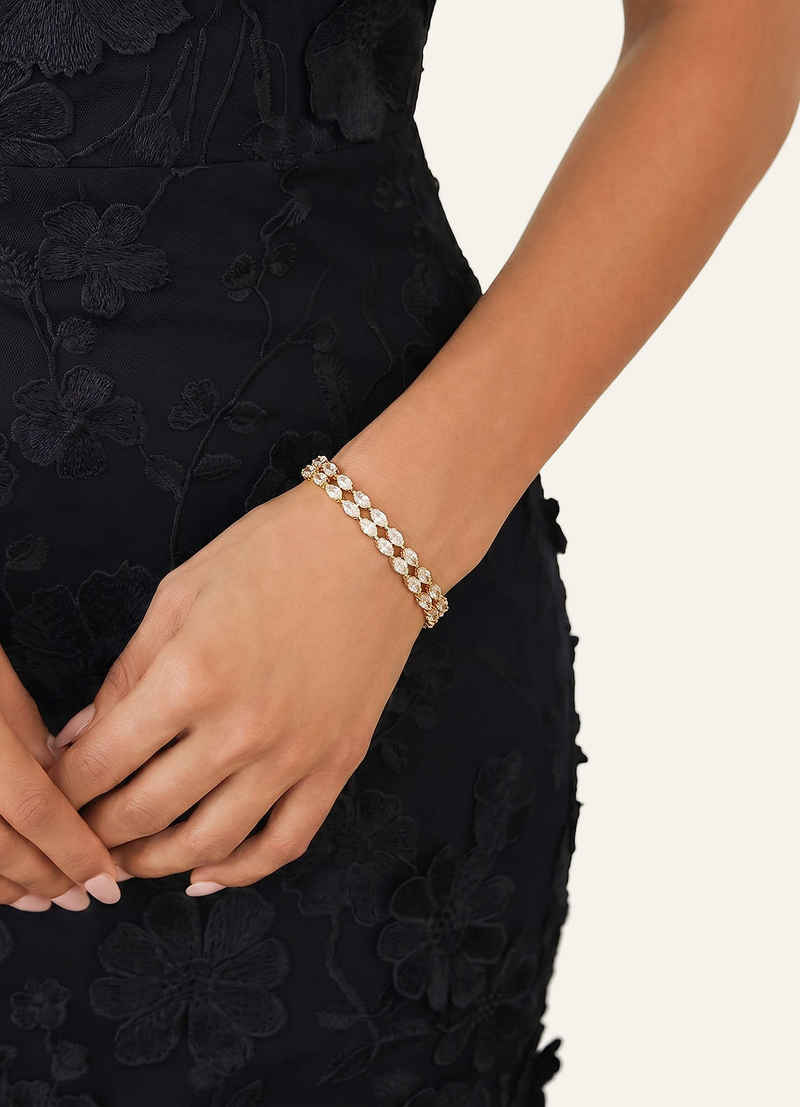 front Double Row Crystal Tennis Bracelet