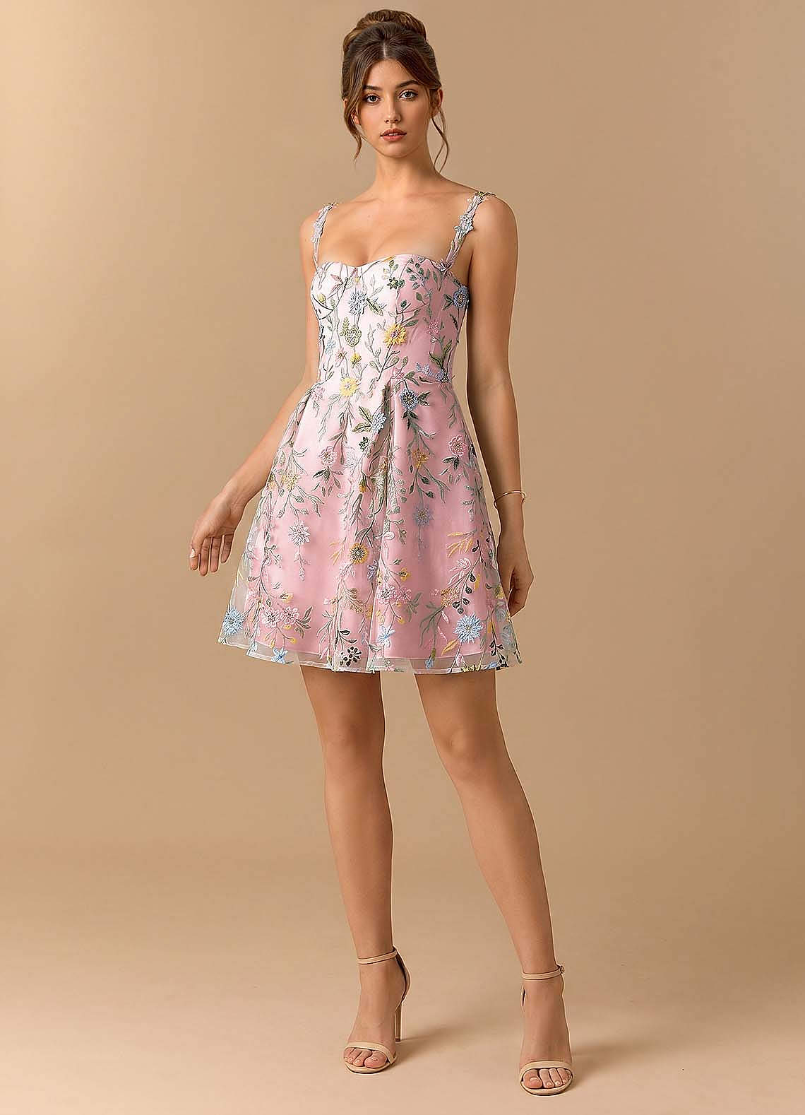 candy mini dress Azazie Sweetheart A-Line Embroidery Mini Cocktail Dresses in Candy pink