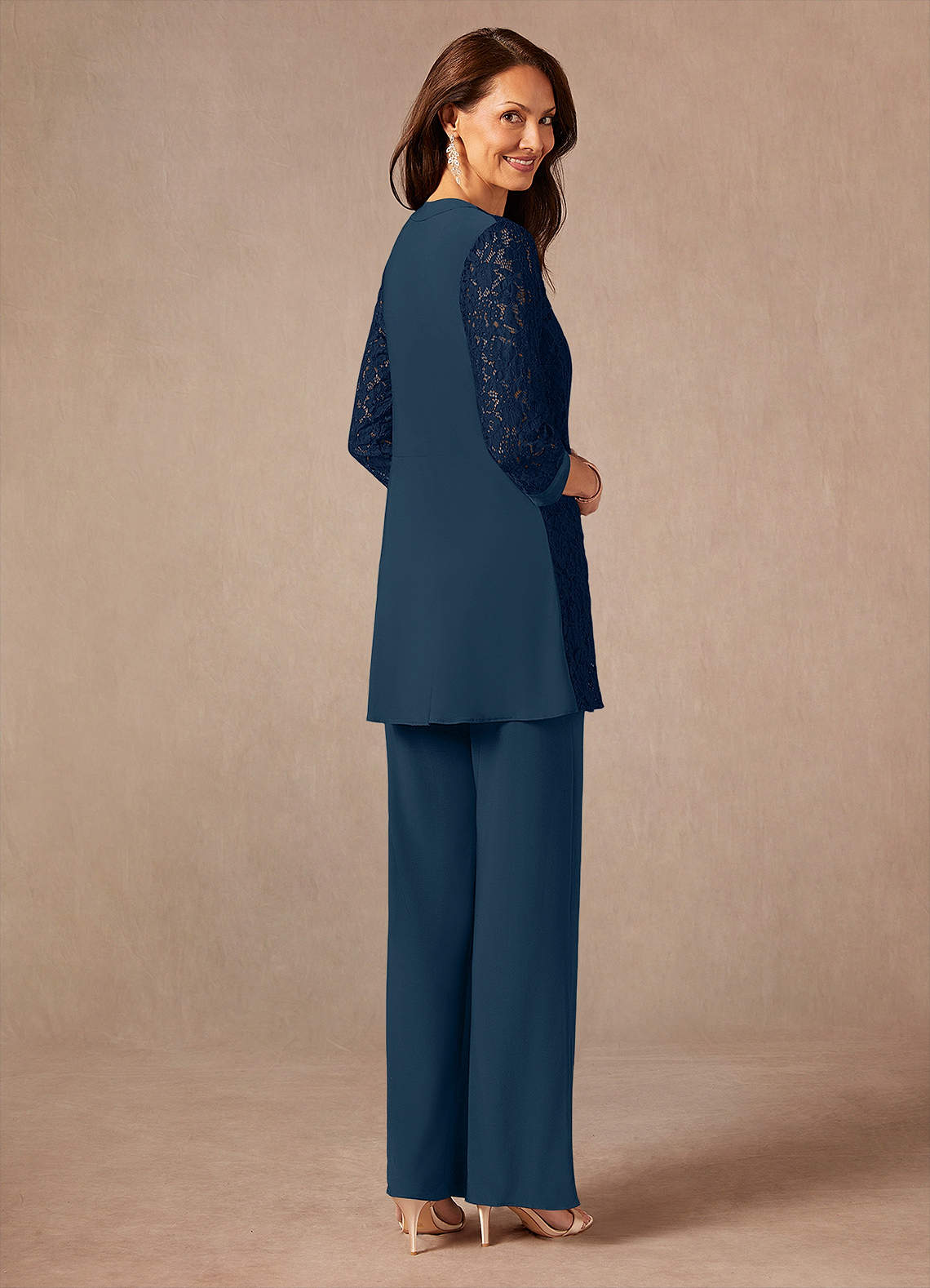Azazie Mamrie Mother of the Bride Dresses Dark Navy Neptune Jumpsuit/Pantsuit Lace Dress image3