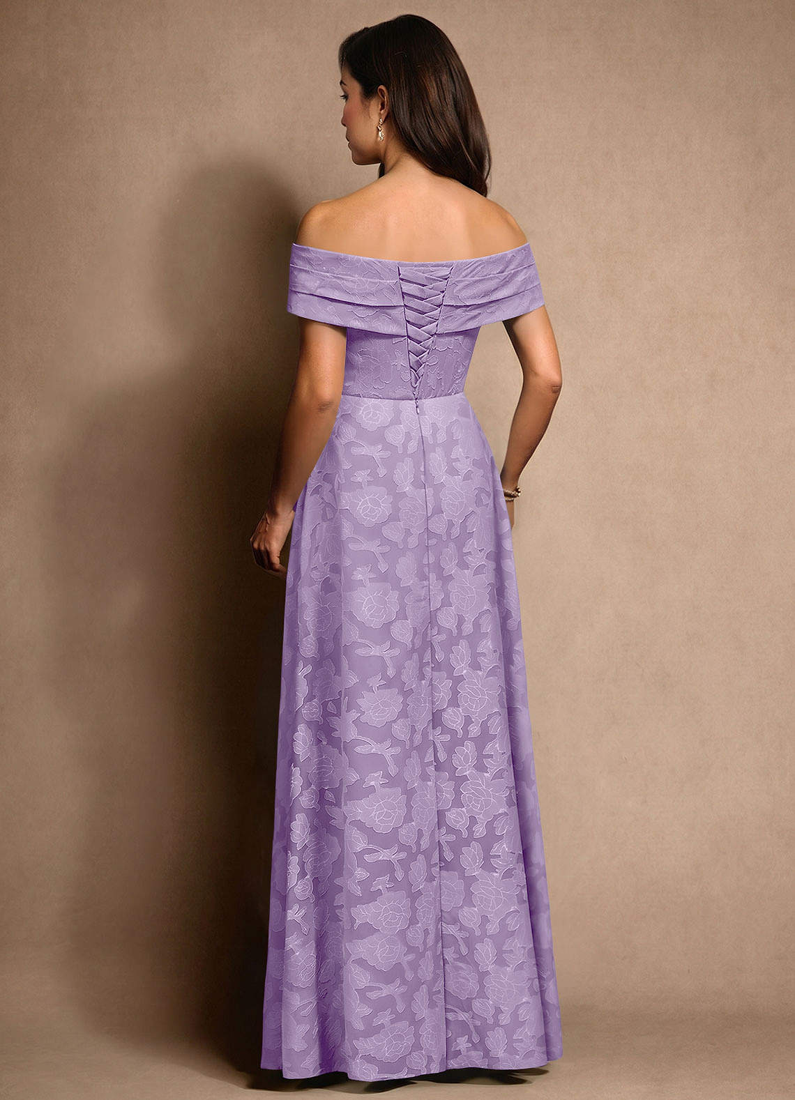 Azazie New Britain Mother of the Bride Dresses Lilac A-Line Pleated Floral Burnout Dress image2