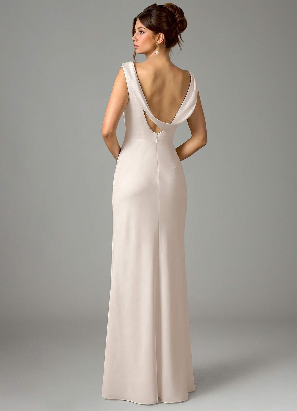 Azazie Kieryn Bridesmaid Dresses White Alabaster Mermaid Pleated Stretch Satin Dress image5