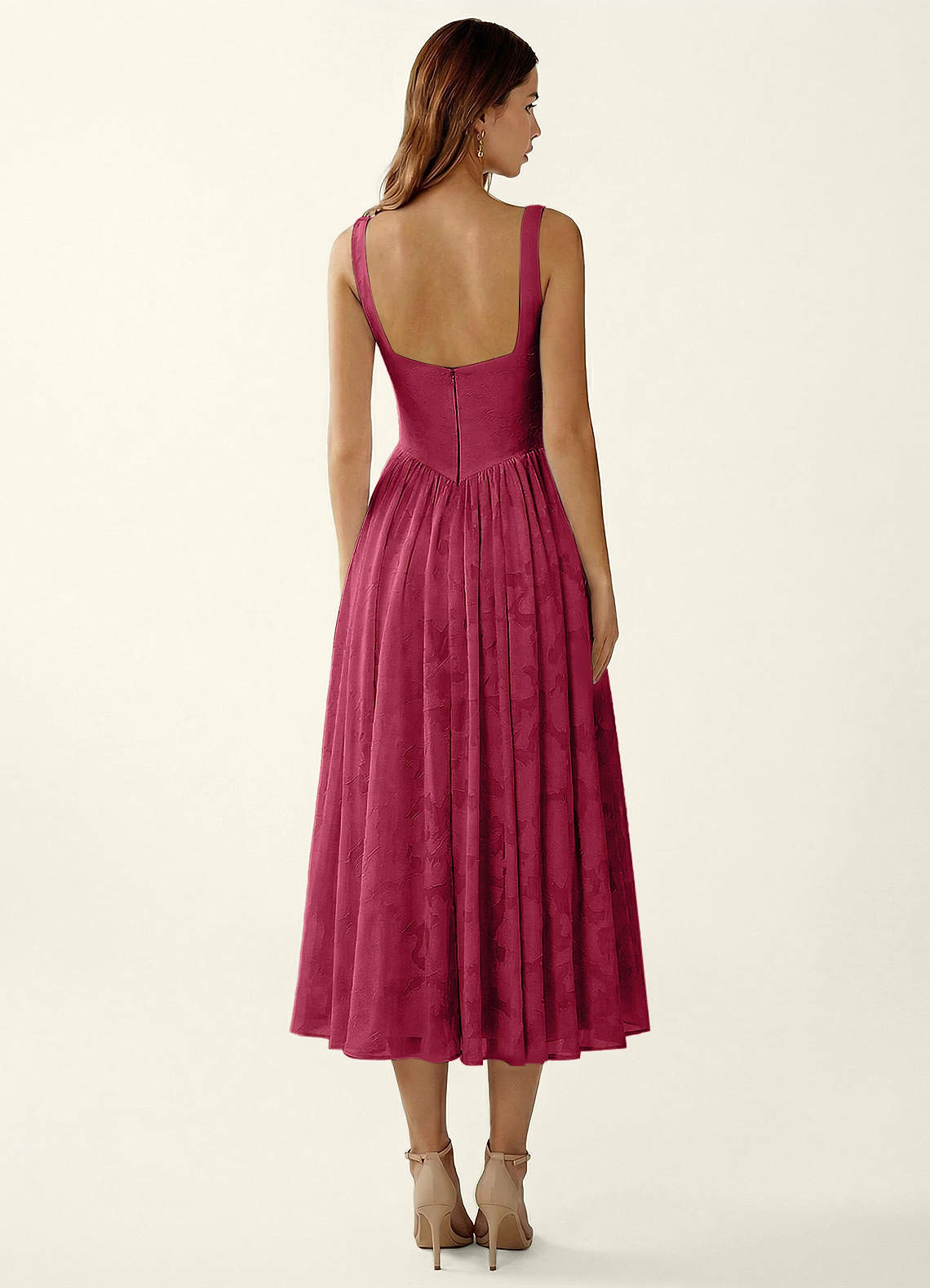 Ottavia Merlot Jacquard Midi A-line Graduation Dress | Azazie Ottavia Merlot Jacquard Midi A-line Graduation Dress | Azazie
