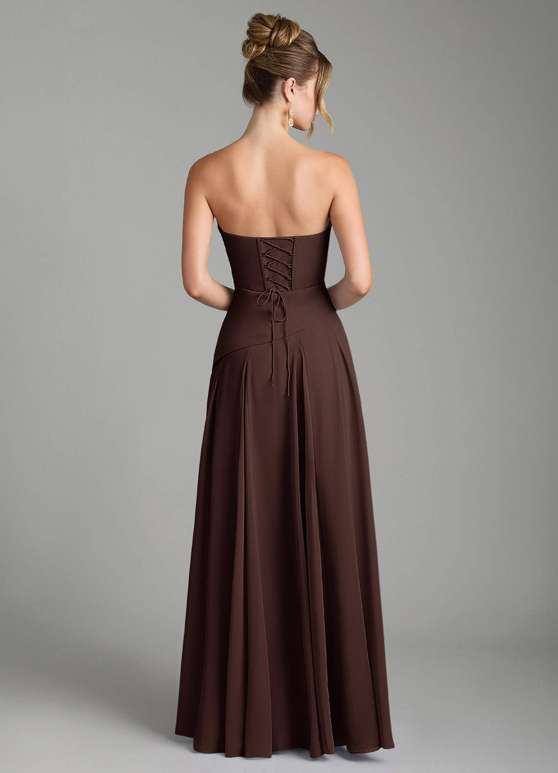 Azazie Gabriela Brautjungfernkleider Eine Linie Korsett Chiffon Kleid Ganache image7