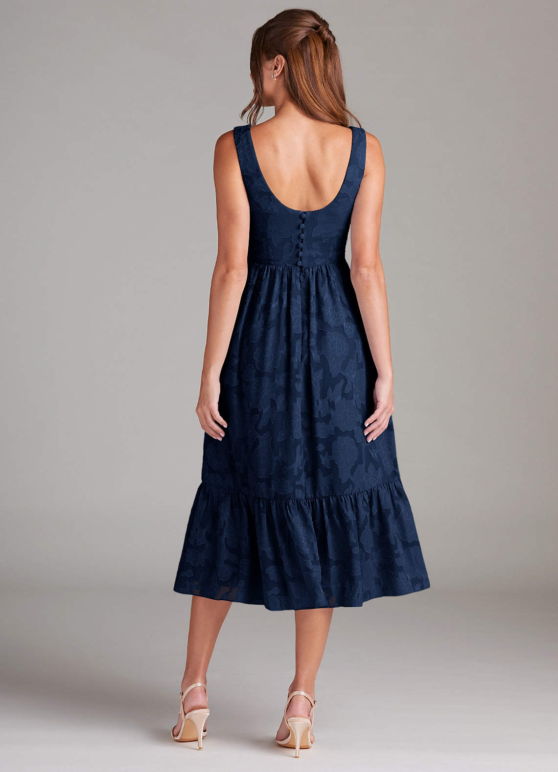 Azazie Alissa Brautjungfernkleider A-Linie mit Taschen Blumen-Burnout Kleid Dunkelmarine image7