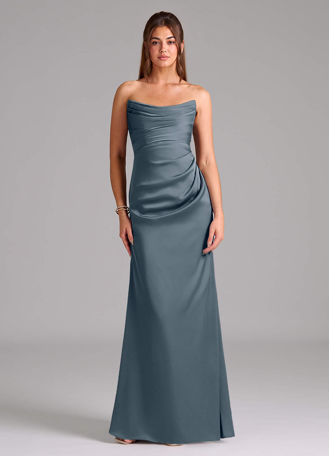Azazie Lucille Bridesmaid Dresses Twilight Mermaid Strapless Stretch Satin Convertible Dress image1