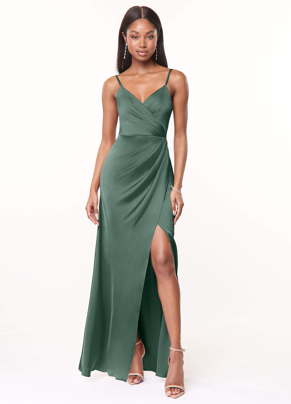 Pinterest Bridesmaid Satin Dresses Azazie Maci Eucalyptus