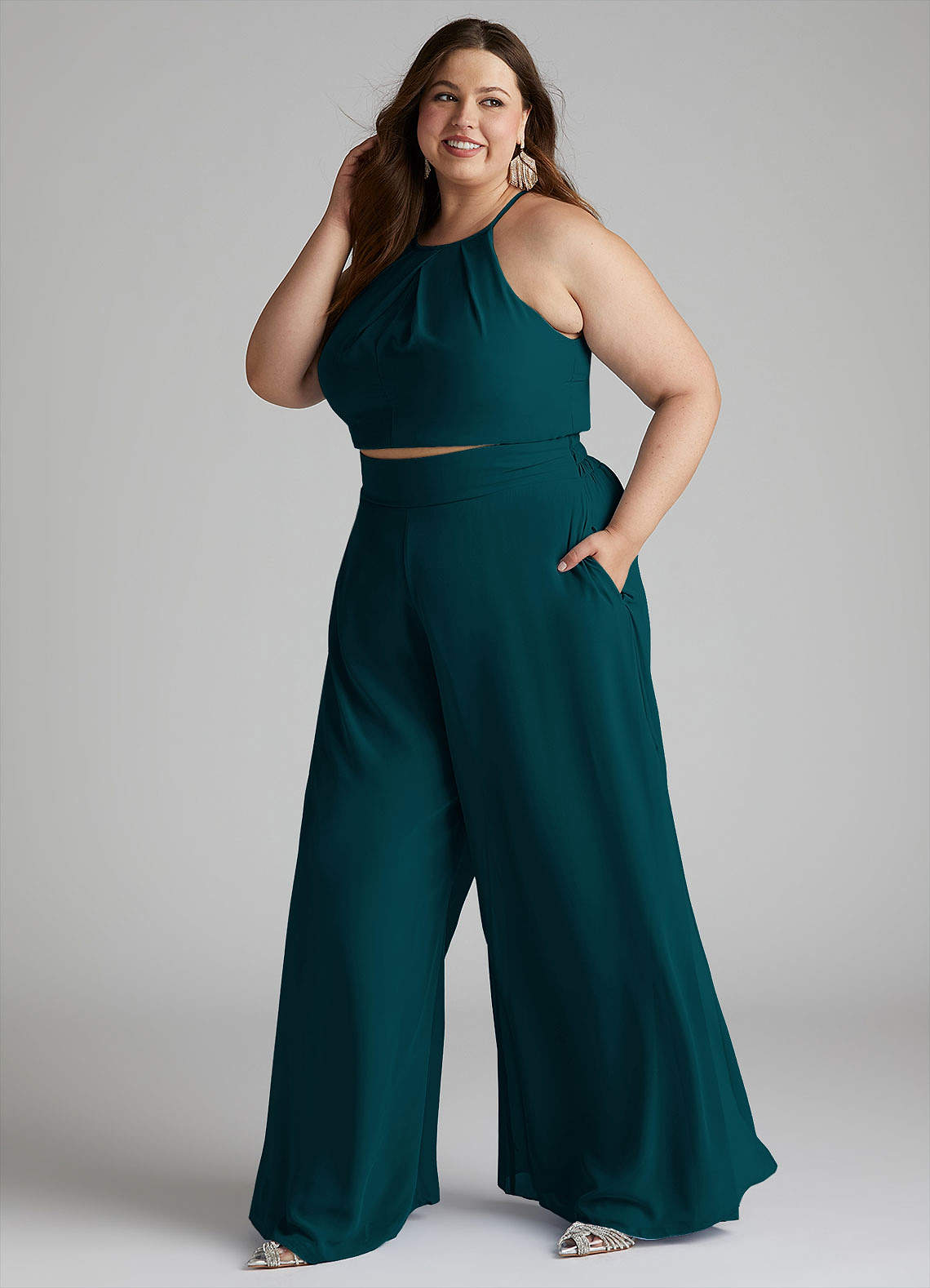 Azazie Kenzi Jumpsuit Pine Chiffon Bridesmaid Dresses | Azazie