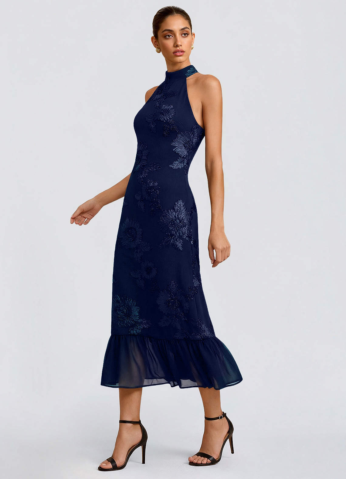 Ivanna Navy Midi Dress | Azazie