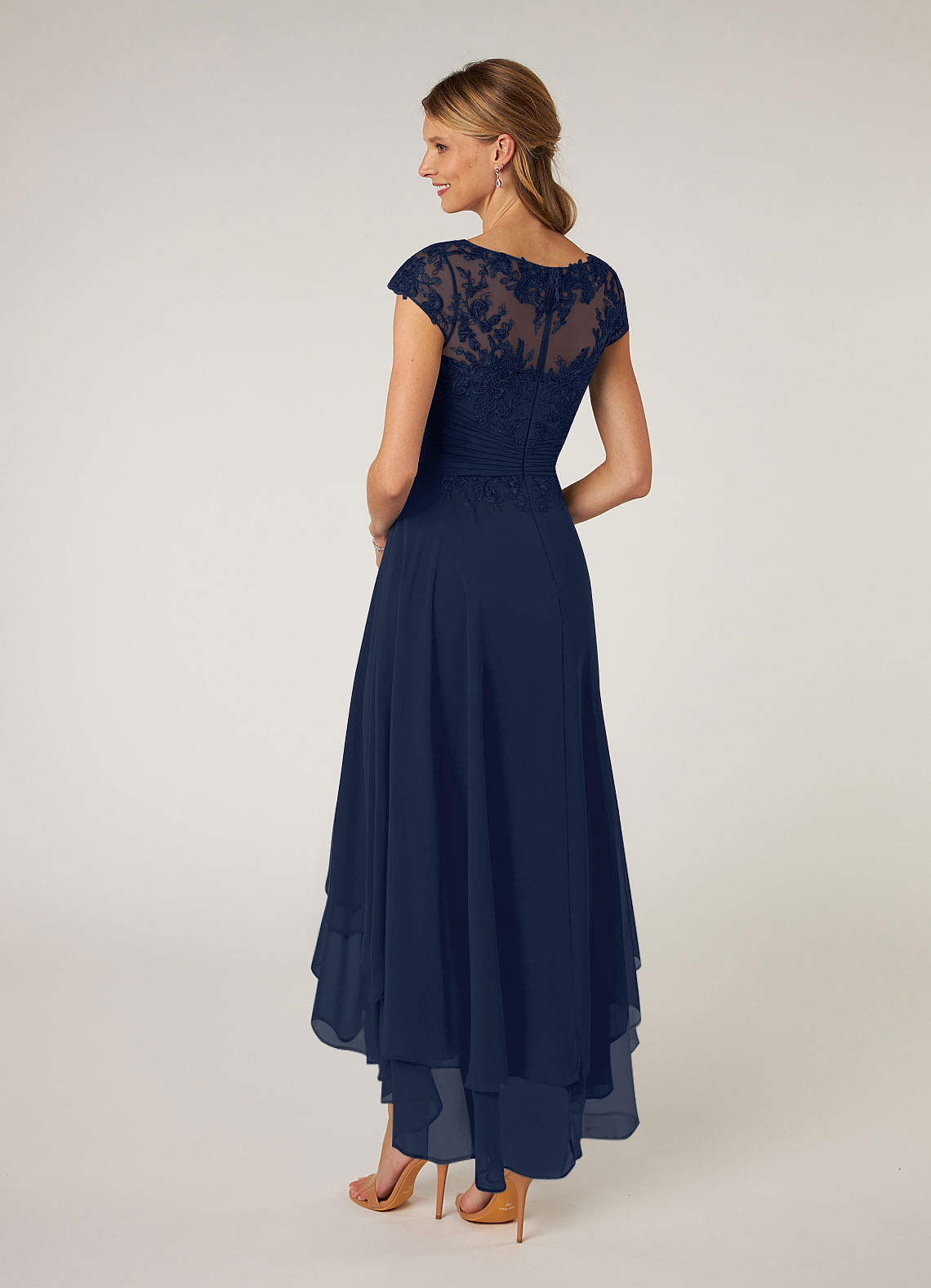 Azazie Shonda Mother of the Bride Dresses Dark Navy Lace Chiffon Dress image4