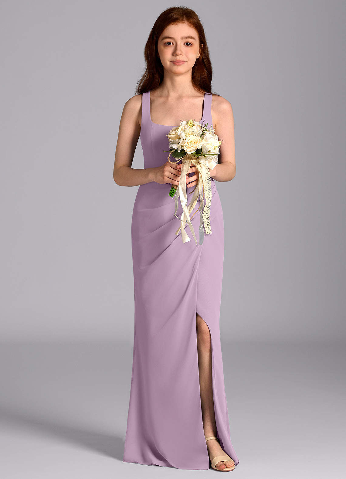 Azazie Mero Junior Wisteria Mermaid Pleated Chiffon Dress image1