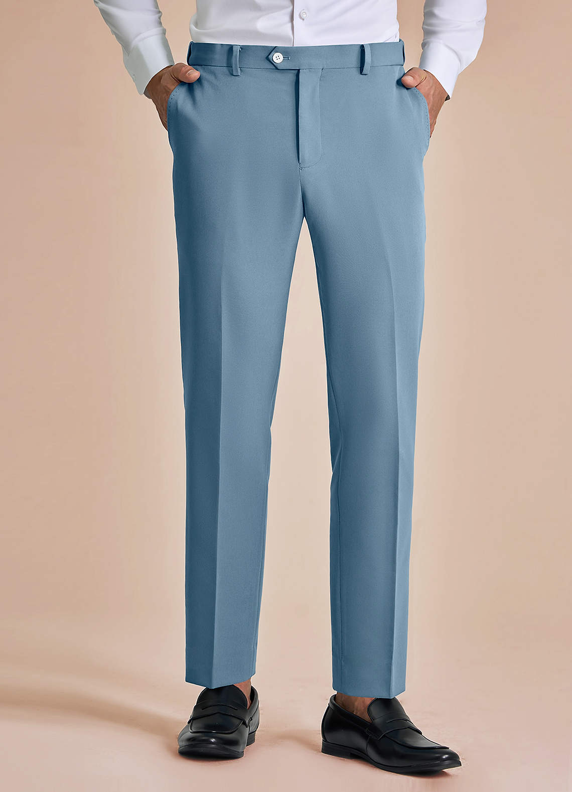 front James Light Blue Structured Stretch Dress Pants