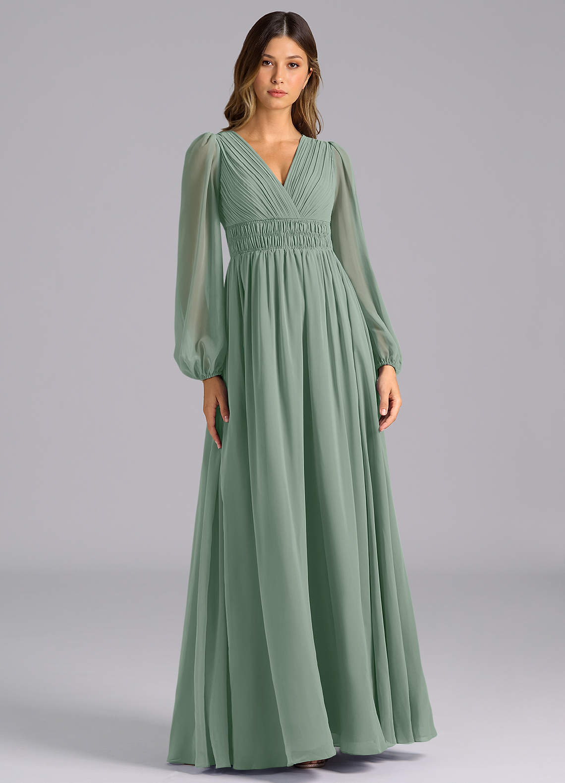 sage green long sleeve bridesmaid dresses Modest LDS Dusty Sage Bridesmaid Dresses Long
