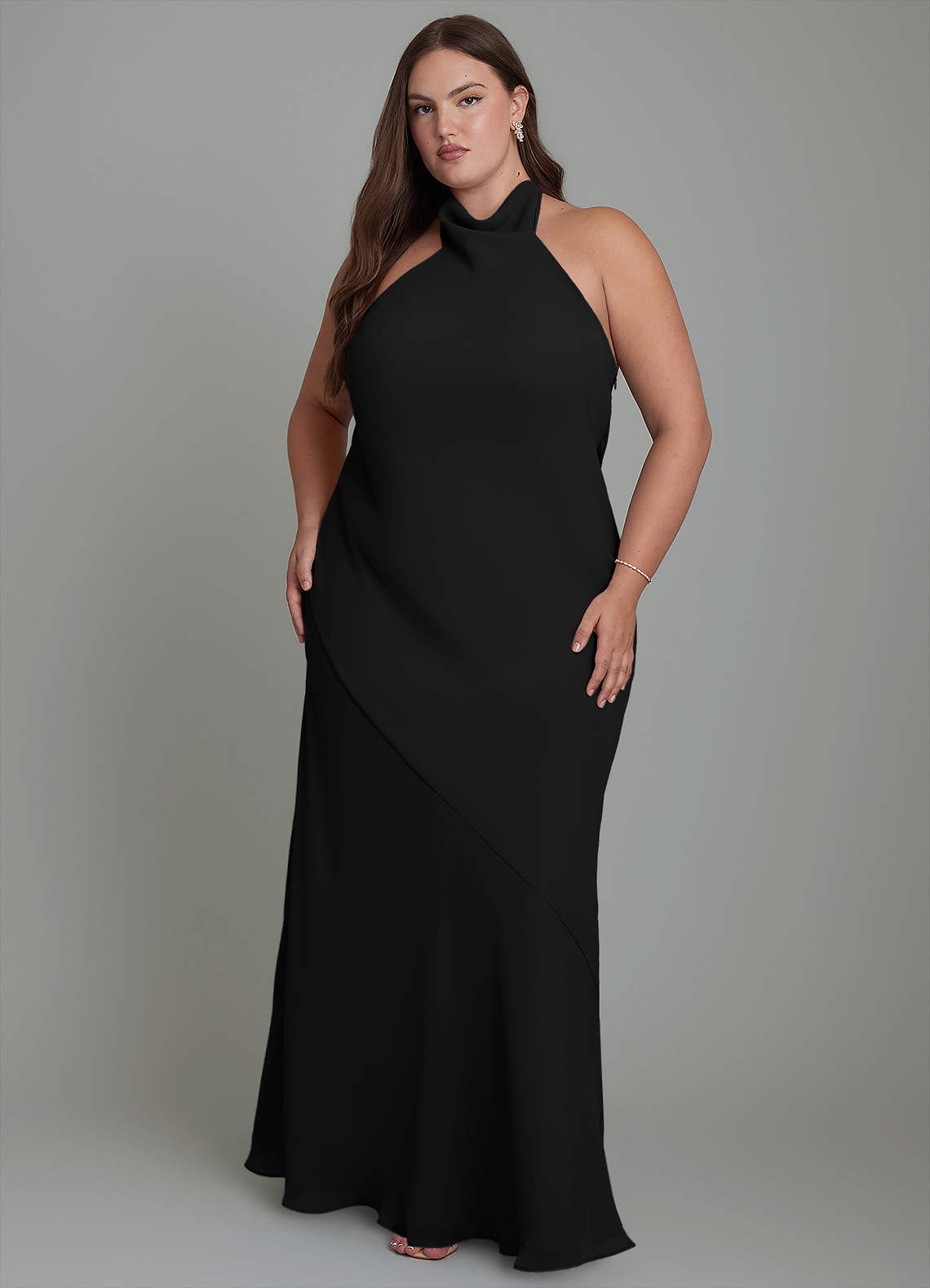 Azazie Velli Abiti da Damigella Abito Sirena in Chiffon Collo alto Nero image1