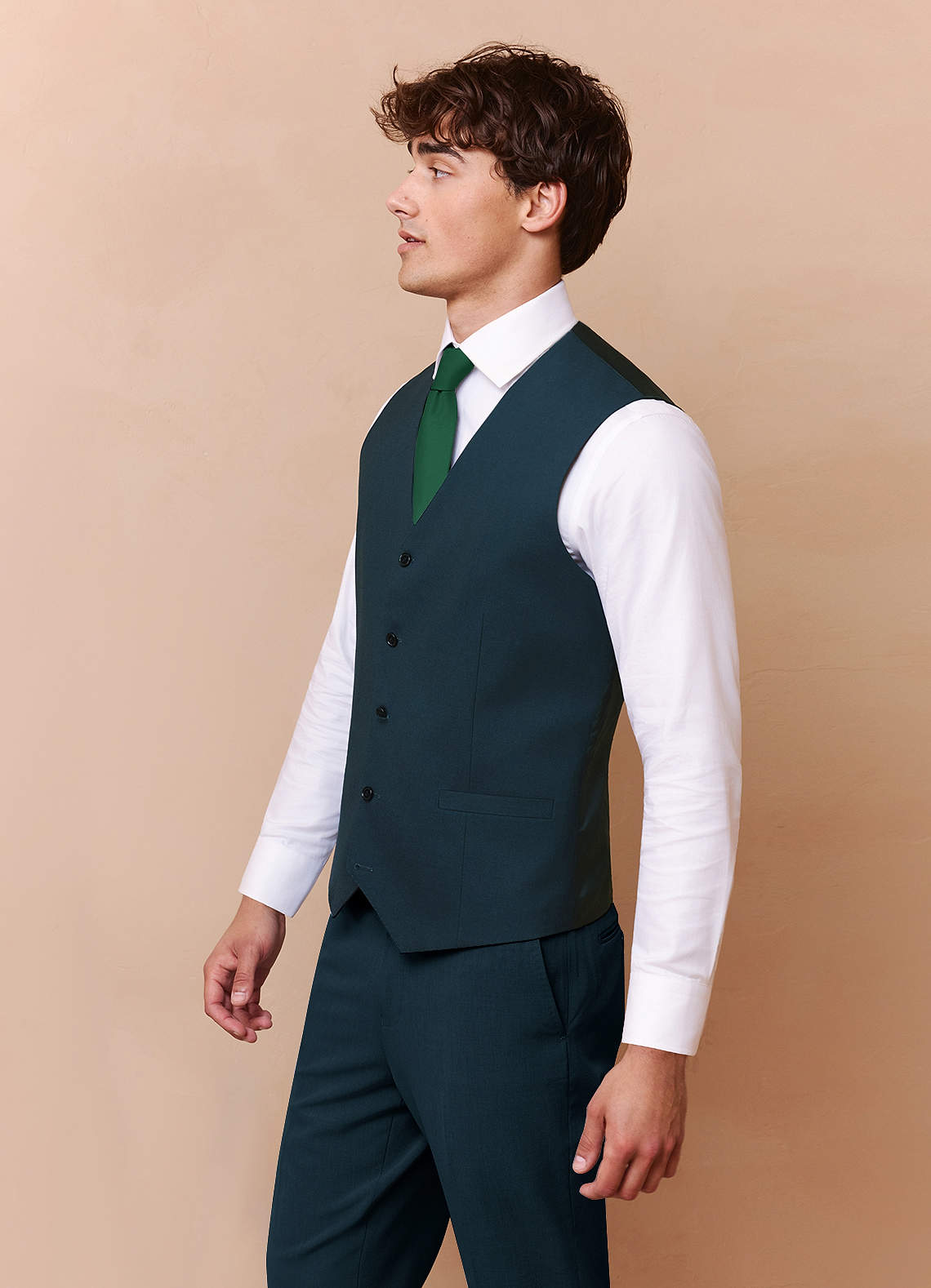 front Savile Teal Wool Blend Suit Vest