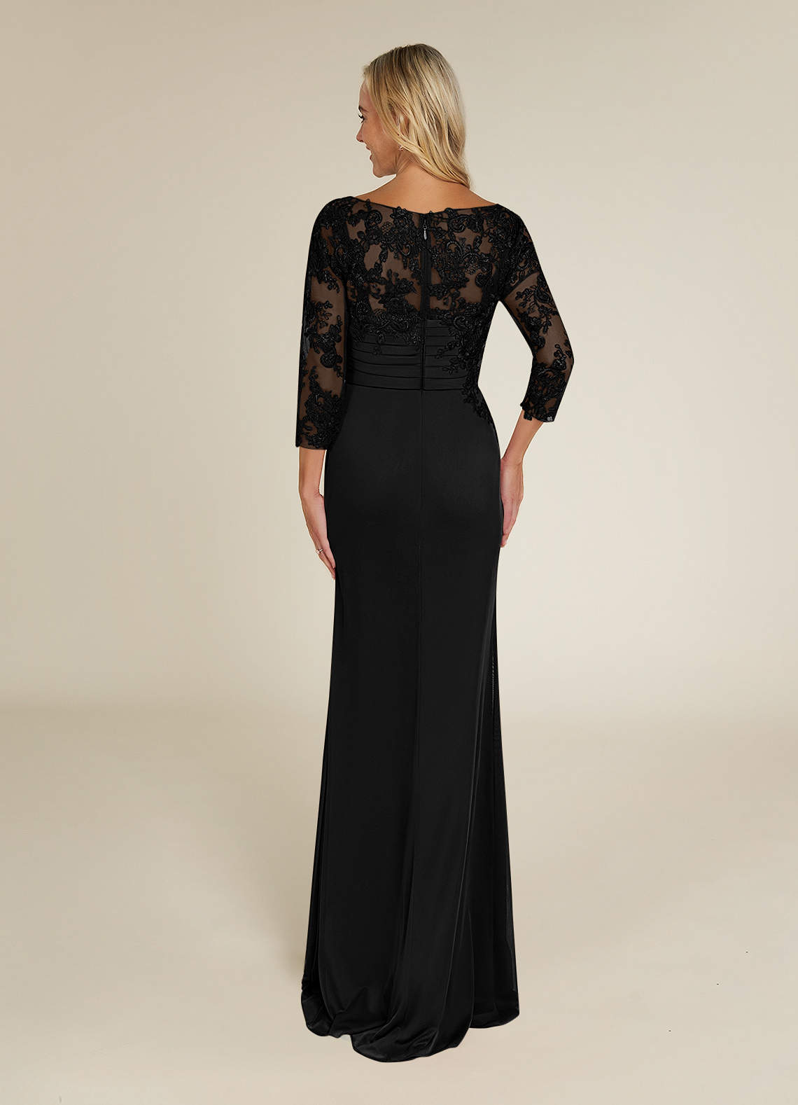 Azazie Alisondra Black Sheath Scoop Lace Lace Dress Sample Dress