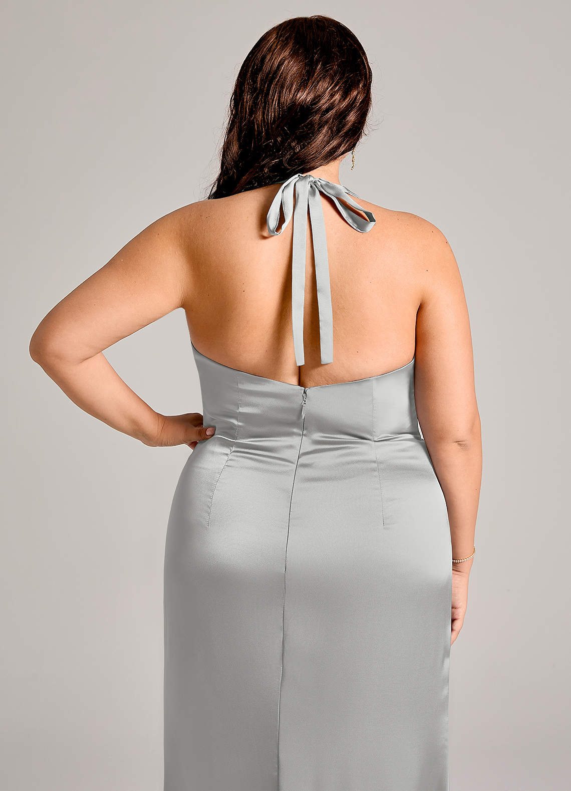 Azazie Valerie Brudtärnklänningar Klä av Sjöjungfru i Stretch Satin Plisserad Silver image7