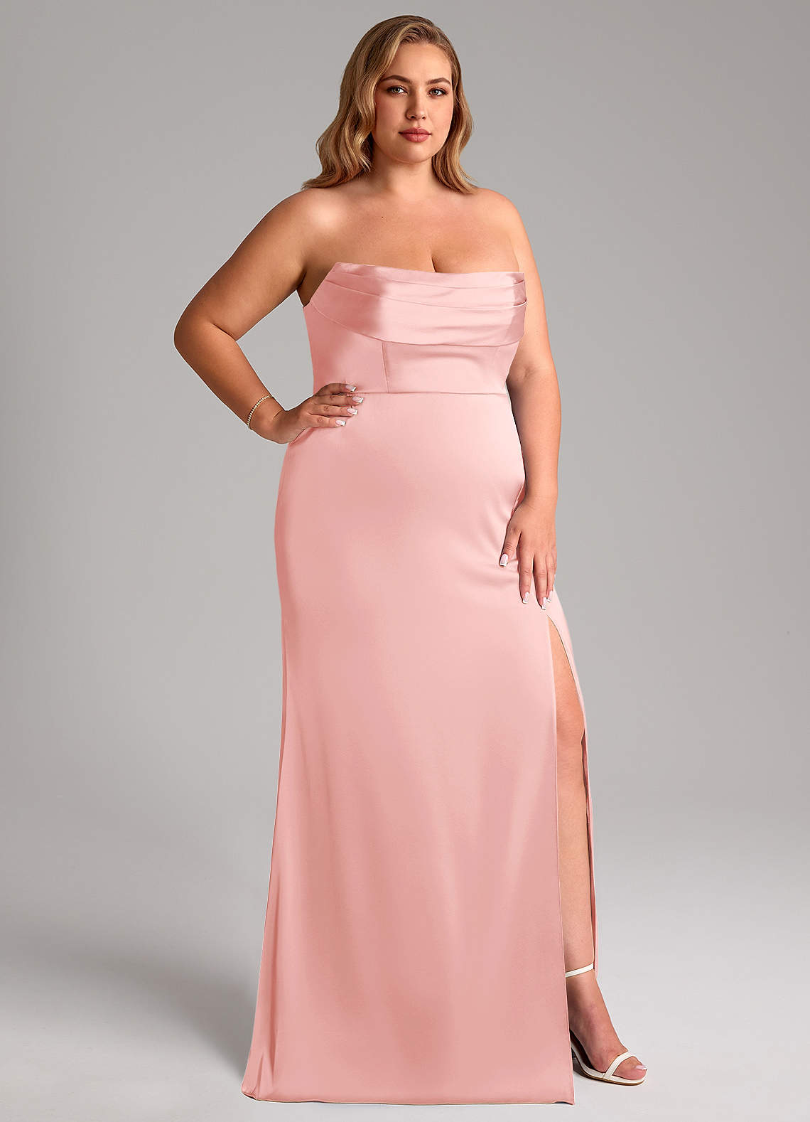 formal dresses knee length with sleeves Plus Size Womens Satin Formal Dress Long Sleeves Sparkle Prom Gown Dark Navy / 2XL