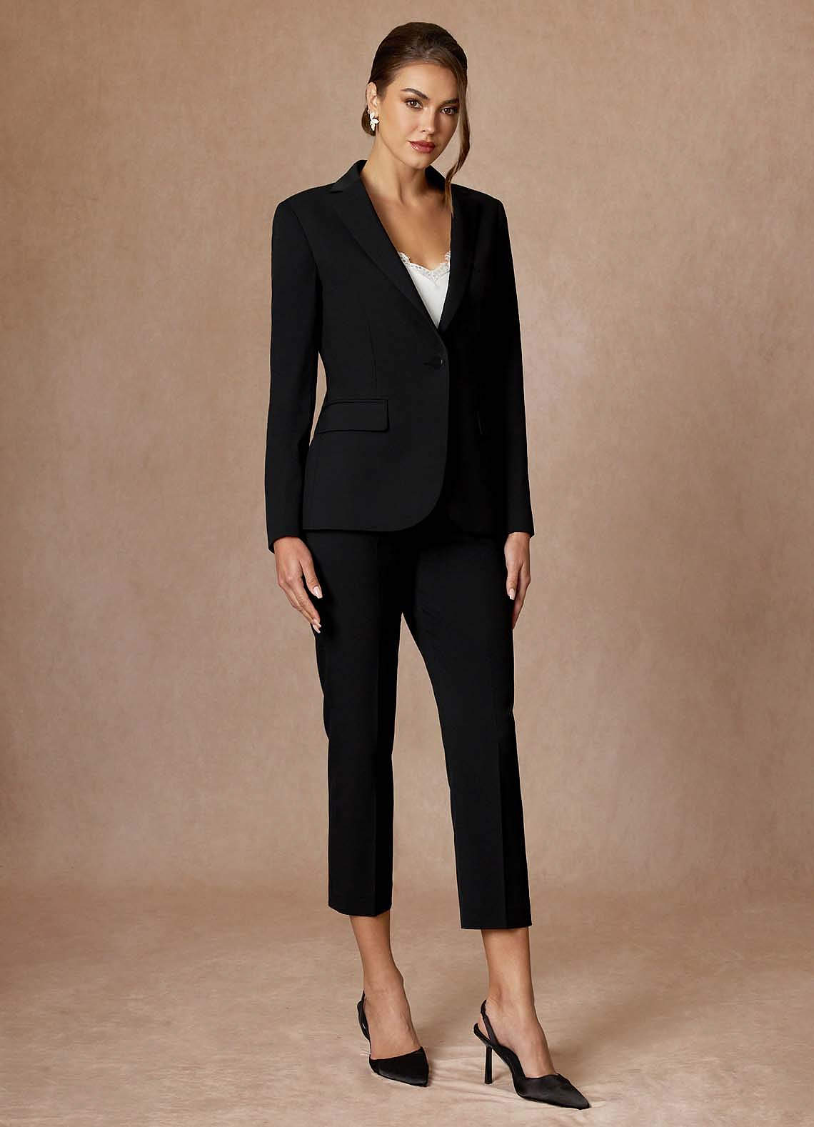 front Kennedy Black Refined Weave  Performance Dress Pants