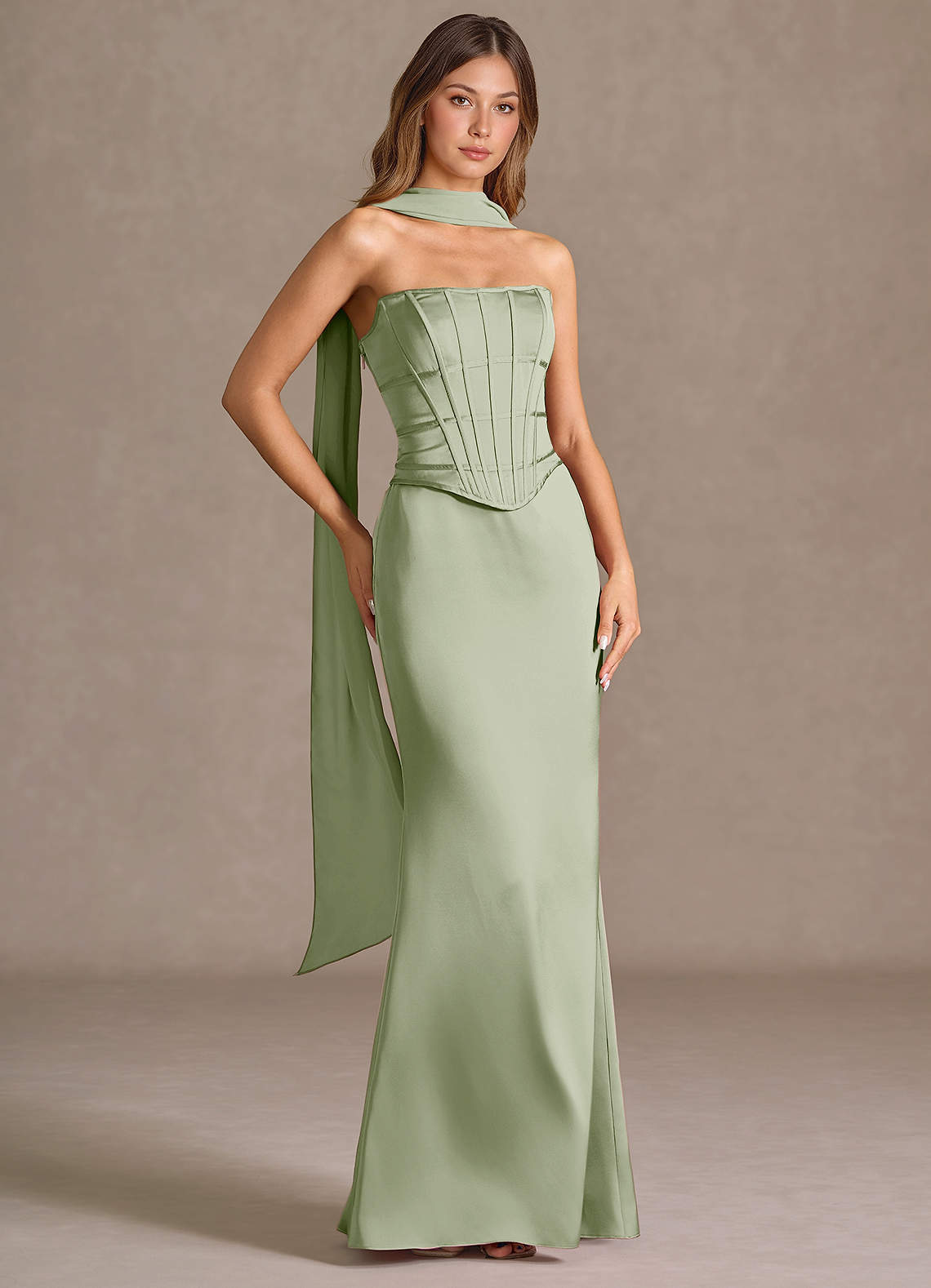 Berthe Light Green Maxi Dress image1