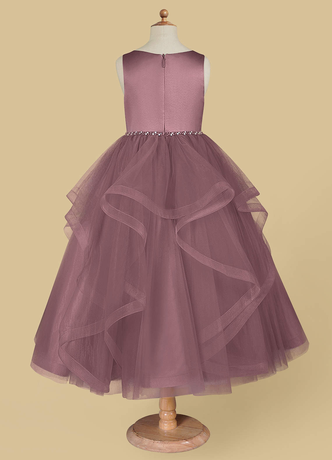 Azazie Sofia Vintage Mauve A-Line Beaded Tulle Dress | Azazie