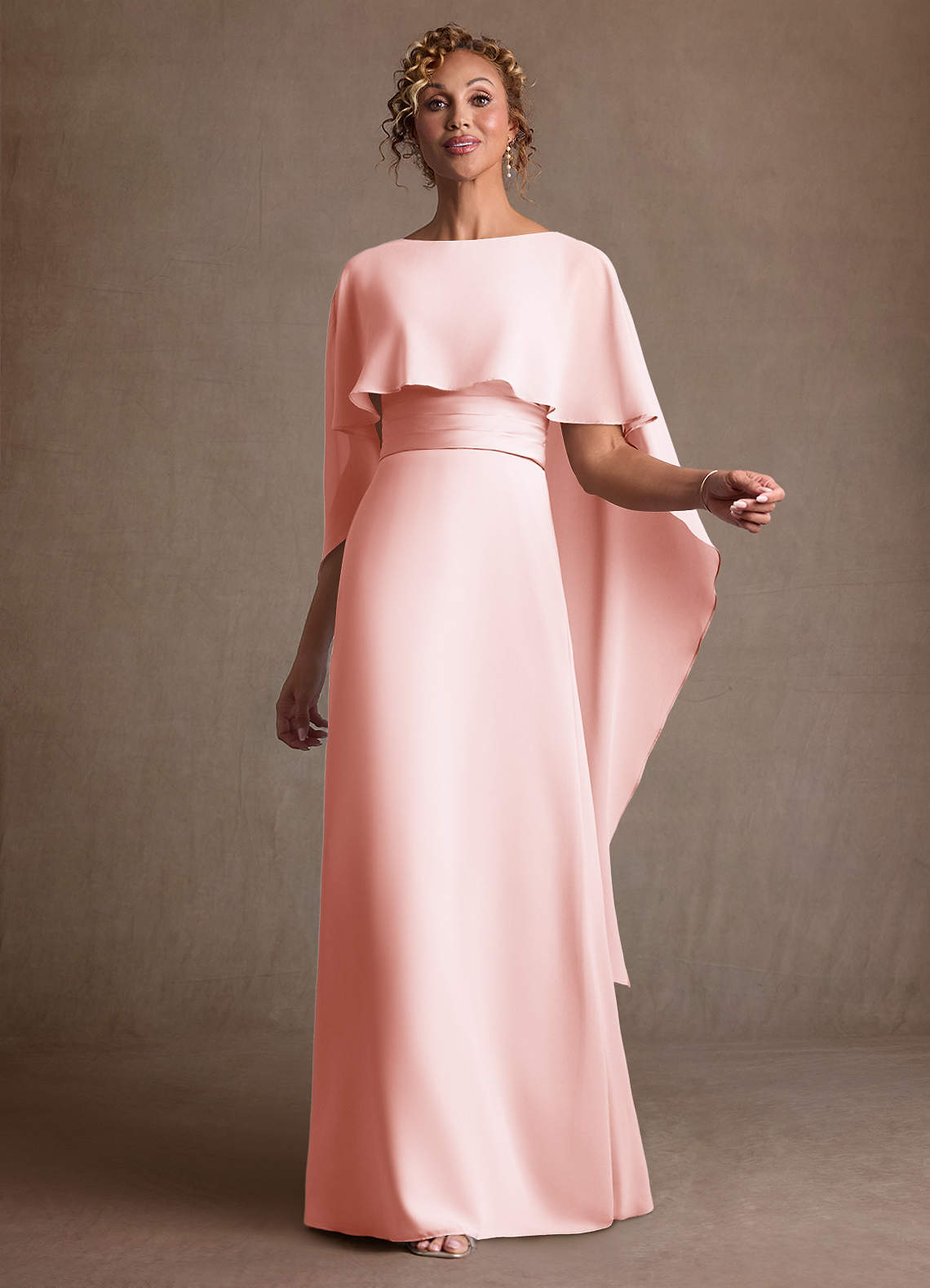 Azazie Marilla Blushing Pink A-Line Pleated Chiffon Dress